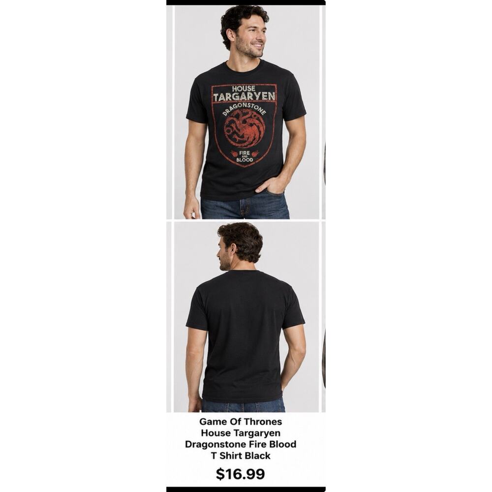 Game Of Thrones House Targaryen Dragonstone Fire Blood T Shirt Black Medium